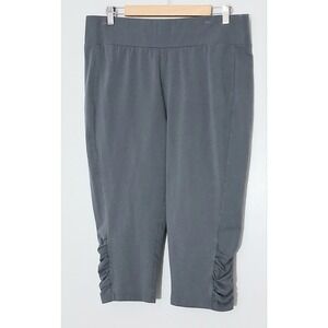 LOGO by Lori Goldstein Capri Pants* Size Large Gray Pullon Ruched Hems Pre-owned